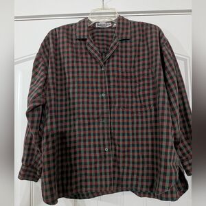 Casey And Osh Vintage Plaid Button-Up Boxy Long Sleeve Shirt
